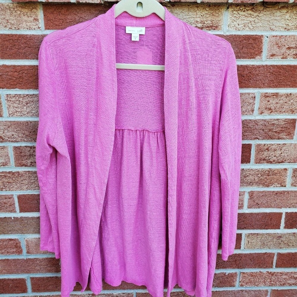 J.Jill Love Linen 100% Linen Pink Open Cardigan Women's Size Medium